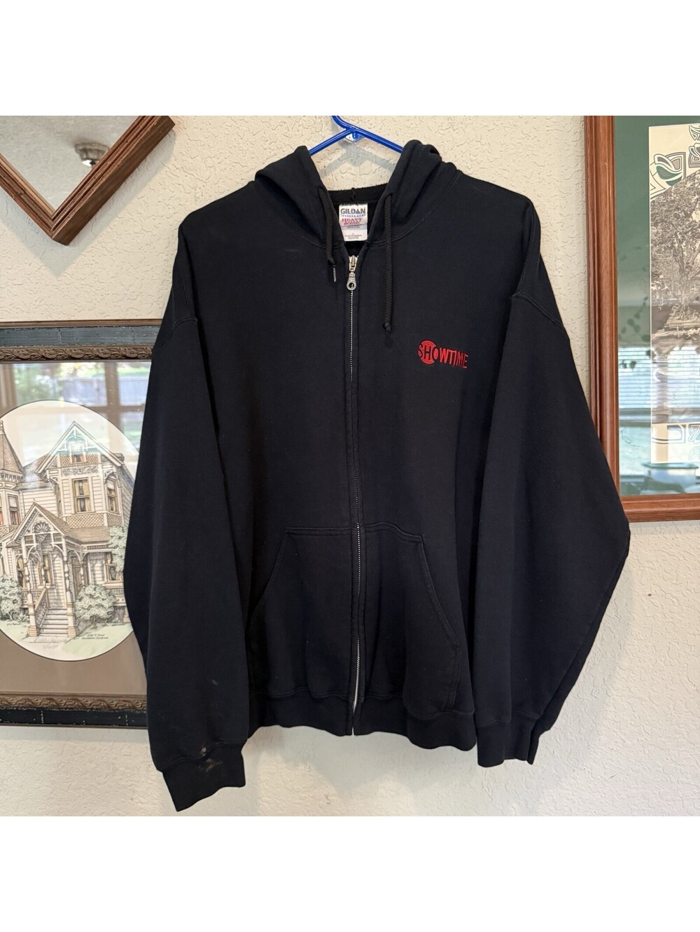 Vintage 90s Showtime TV Network Embroidered Hoodie Size Large Promo HBO Movie